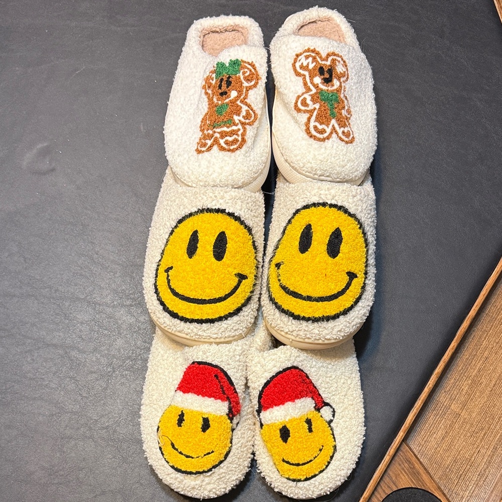 Cozy Smiley Face and Gingerbread Slippers